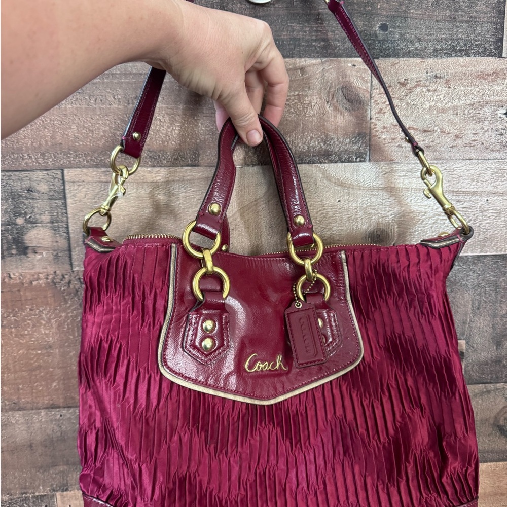 Coach Red Shoulder Bag with Gold Hardware